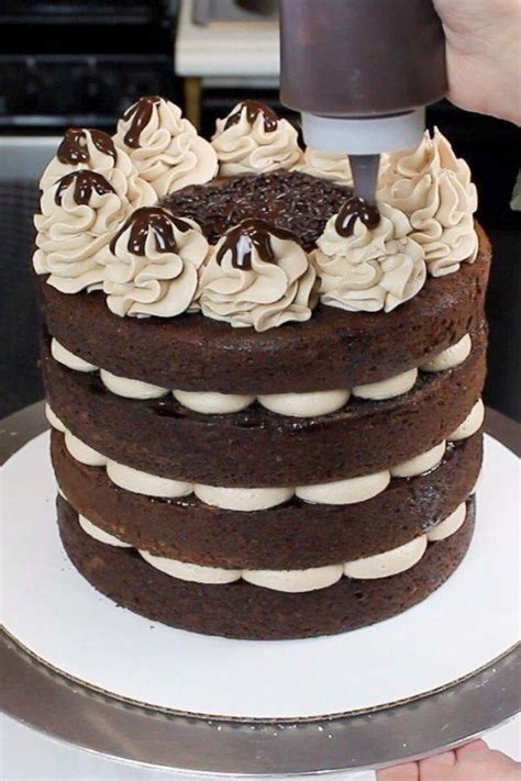 Naked Chocolate Cake With Whipped Buttercream And Ganache Drizzle