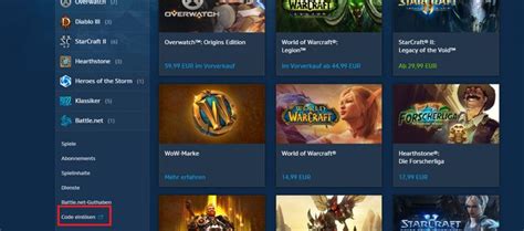 Codes für Battle.net eingeben
