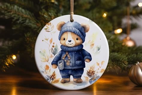 Teddy Bear Blue Ornament 1 Graphic by R.Ray Design · Creative Fabrica