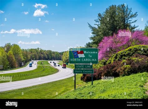 Welcome To North Carolina Sign In Springtime On The South Carolina