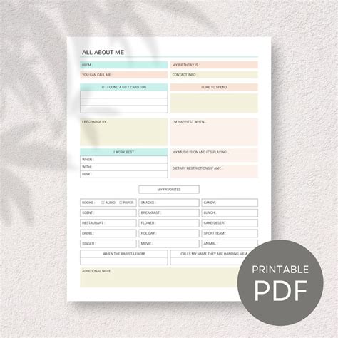 Coworker Questions Printable All About Me Employee Questionnaire