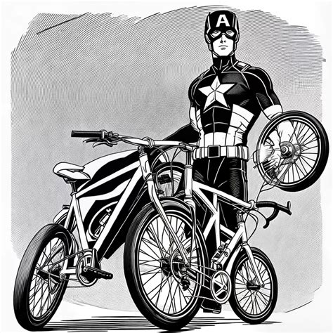 Bicicleta Do Capitão América - 16 Desenhos para Imprimir e Colorir de Bicicleta do Capitão América