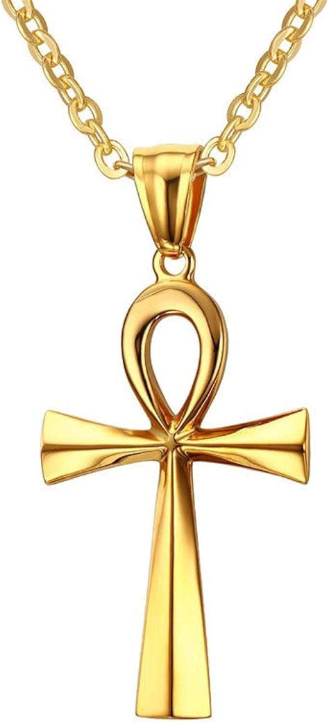 SWAOOS Ankh Collier Croix Égyptienne Colliers Pendentifs Bijoux Or