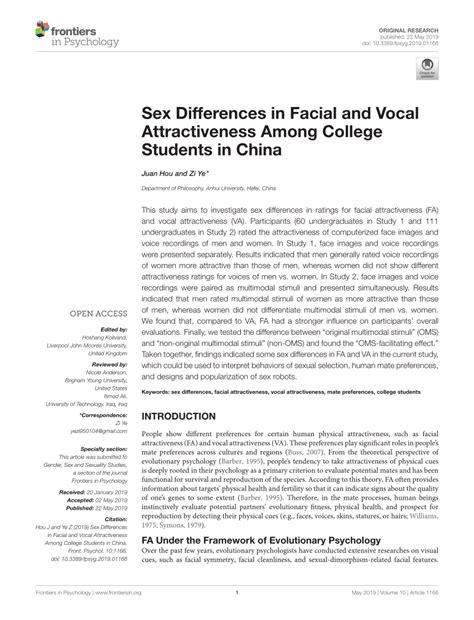 PDF Sex Differences In Facial And Vocal Attractiveness Among College