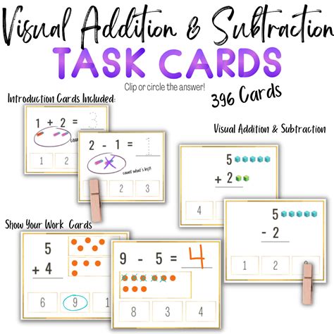 Addition Subtraction Visual Task Cards Differentiated Sets Classful