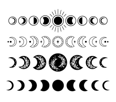 Premium Vector Mystical Boho Moon Phases Isolated Cliparts Bundle