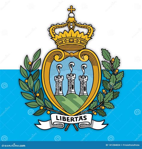 San Marino Republic Coat of Arms on the National Flag Stock Vector ...