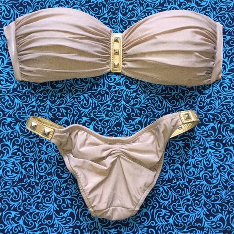 Despi Swim Despi Gold Bikini With Studs Top L Bottom Xs Poshmark