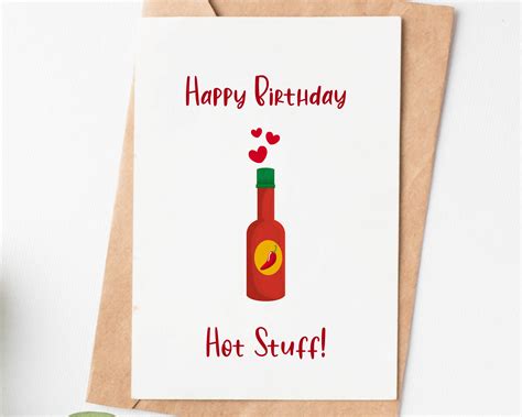 Hot Stuff Funny Birthday Card Romantic Birthday Card For Etsy