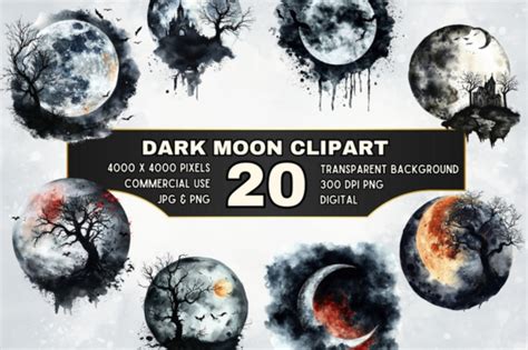 20 Gothic Fantasy Dark Moon Clipart Set Graphic by Digital Nest Egg ...