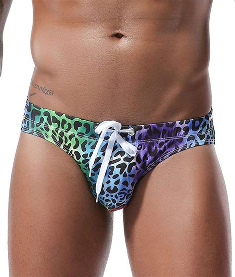 Mizok Mens Briefs Swimsuit Sexy Low Rise Bikini Swimming Trunks Leopard L Walmart