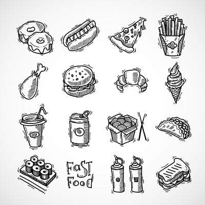 fast food  drinks sketch set  vector art  vecteezy
