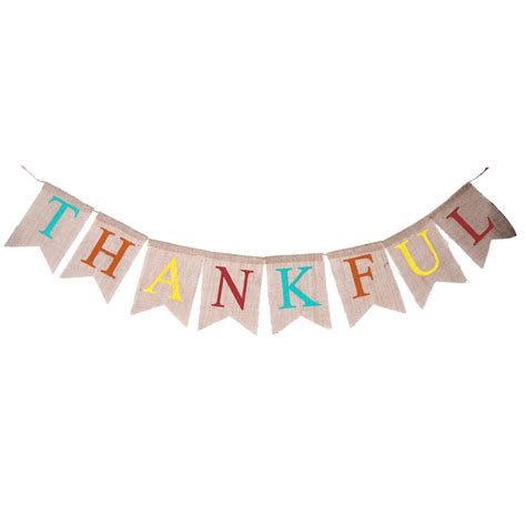 2 2M Thanksgiving Decorations THANKFUL Bunting Banner Burlap