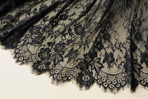 Black Chantilly Lace Fabric Etsy