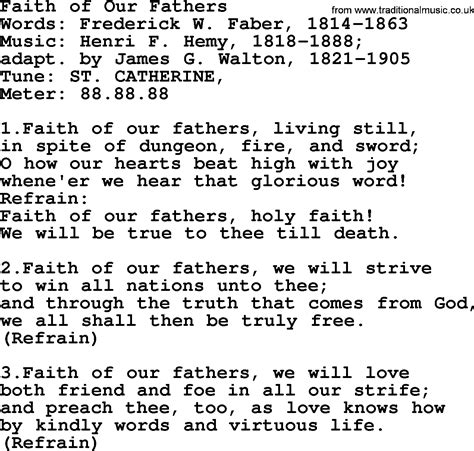 Holy Week Hymns Song Faith Of Our Fathers Lyrics Midi Music And Pdf