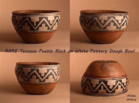 Tesuque Pueblo Southwest Indian Historic Pottery Bowl C4358b Adobe