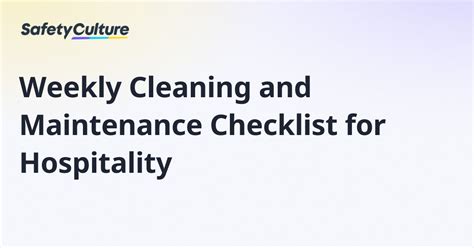 weekly cleaning  maintenance checklist  hospitality  template