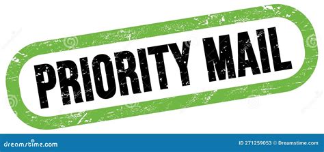 Priority Mail Text Written On Green Black Stamp Sign Stock