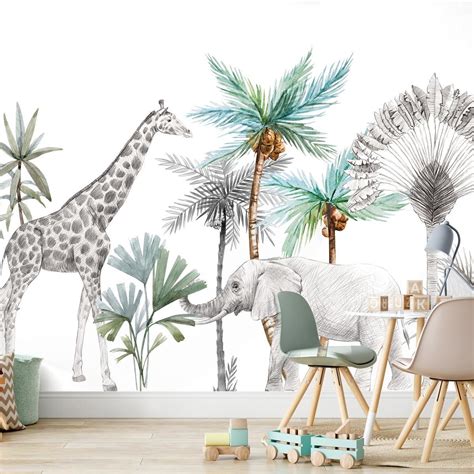 Papier Peint Panoramique Jungle Pour Enfant Et B B Animaux