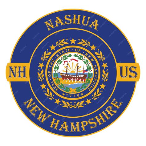 Premium Vector | Nashua new hampshire flag usa travel souvenir seal