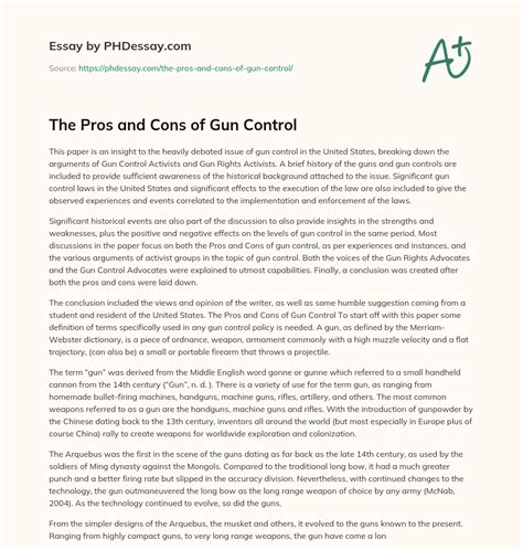 The Pros And Cons Of Gun Control