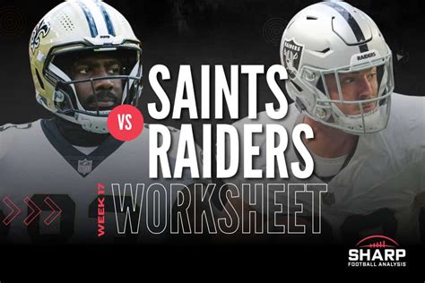 Saints Vs Raiders Fantasy Football Worksheet Week 17