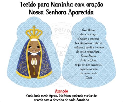 Recorte em tecido Naninha P oração Nossa Senhora Aparecida