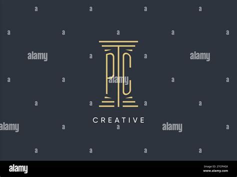 PC Initial Monogram With Pillar Shape Logo Design Inspiration Stock