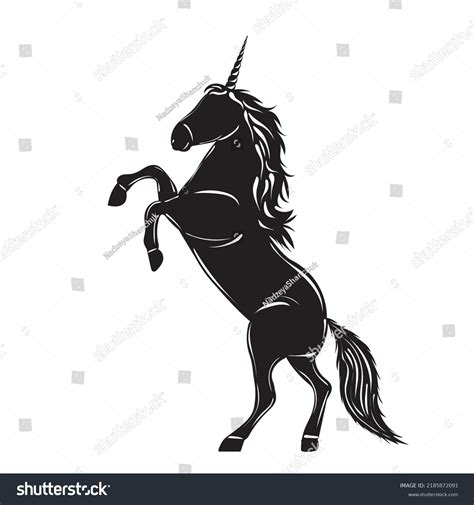 Silhouette Unicorn Black On White Background Stock Vector (Royalty Free ...