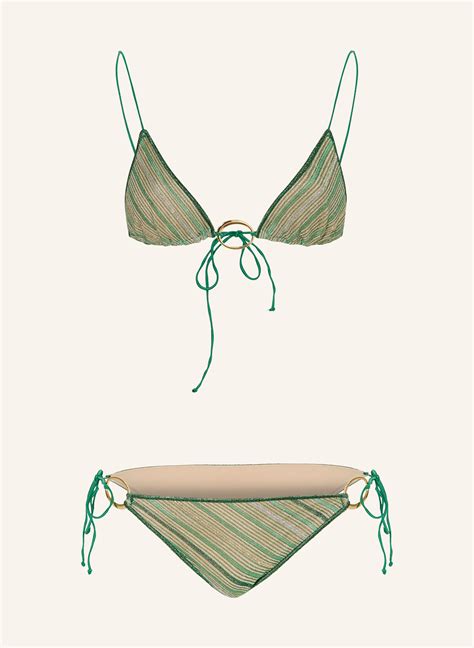 Os Ree Triangel Bikini Shiny Stripes Mit Glitzergarn In Gr N Gold Silber