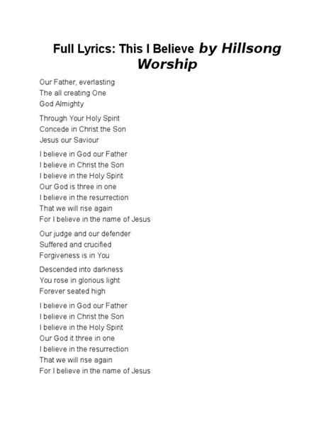 This I Believe Lyrics