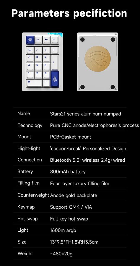 Weikav Stars Pad Aluminium Wireless Mechanical Keyboard Mini Numpad Rgb Hot Swap Support Qmk