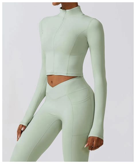 Winter Quick Drying Long Sleeve Yoga Coat Zipper Running Sports Coat Tight Nude Fitness Suit