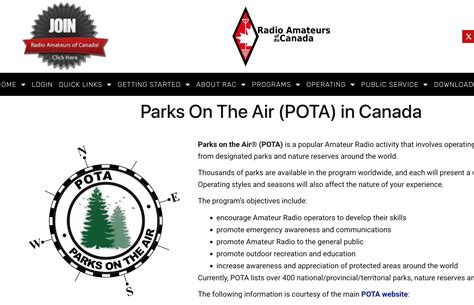 Parks On The Air Canada Amateur Radio Activity The DXZone