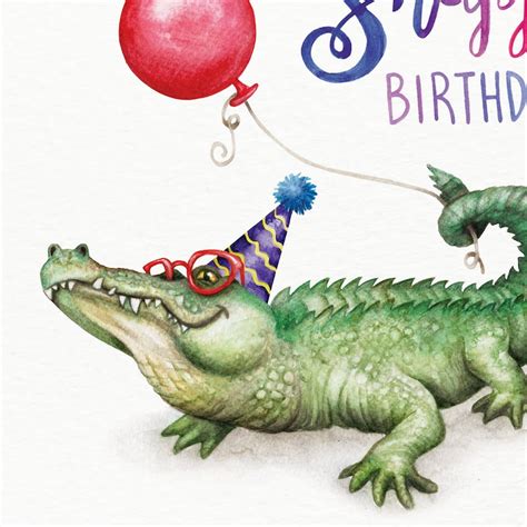 Alligator Birthday Card Quirky Pun Funny Cute Watercolour Card Etsy
