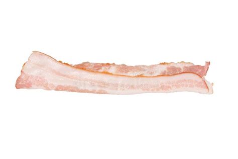 Strip Of Raw Smoked Bacon Isolated On White Stock Image Image Of