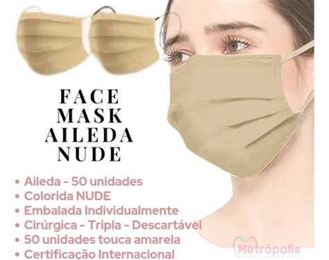 Máscara Cirúrg Tripla Descartável Nude u Individual Aileda