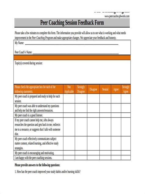 FREE 12 Coaching Feedback Forms In PDF MS Word Excel