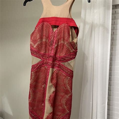 Three Floor Nude And Pink Mini Dress Worn Once Depop