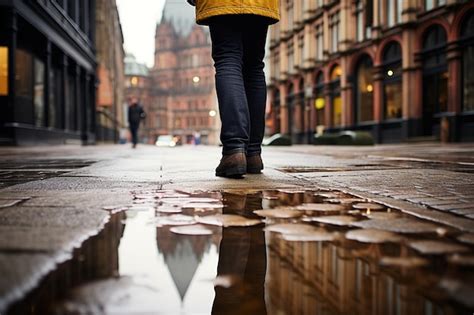 premium photo   street scene   puddle  water