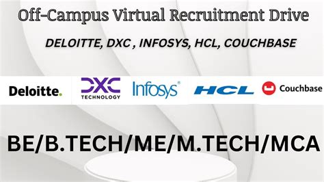 DELOITTE DXC INFOSYS HCL COUCHBASE Latest Off Campus Hiring