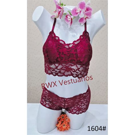 Conjunto Lingerie De Renda Top E Calcinha Rwx Vest Shopee Brasil