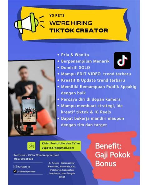 Lowongan Kerja Juni Tiktok Creator Ys Pets Shop Di Solo Info