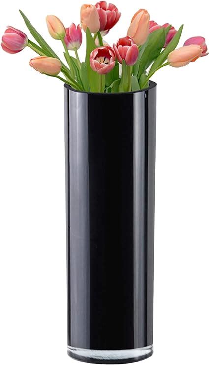 Cys Excel Black Glass Cylinder Vase H12 D4 Multiple Size Choices Glass