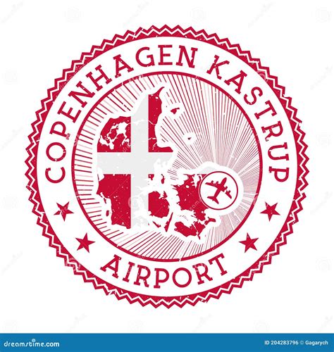 Copenhagen Kastrup Airport Stamp. Stock Vector - Illustration of