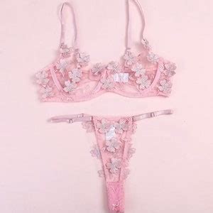 Blue Lingerie Bra Panties Set Beautiful Embroidery Etsy