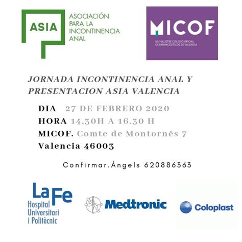 Jornada Incontinencia Anal Y Presentaci N Asia Valencia Asia