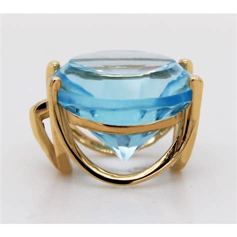 Anhänger Gelbgold 585 wasserblauer Blautopas Solitär 8 1ct Ch Abramowicz