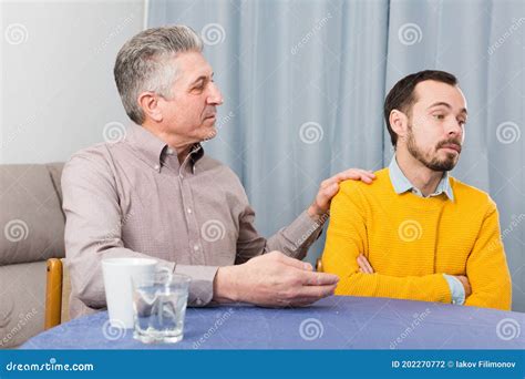 Mature Father And Son Serious Talk Stock Photo Image Of Seriously