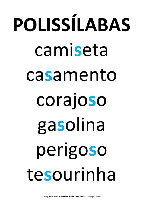 ATIVIDADES PARA EDUCADORES: Listas de palavras com S inicial, S entre